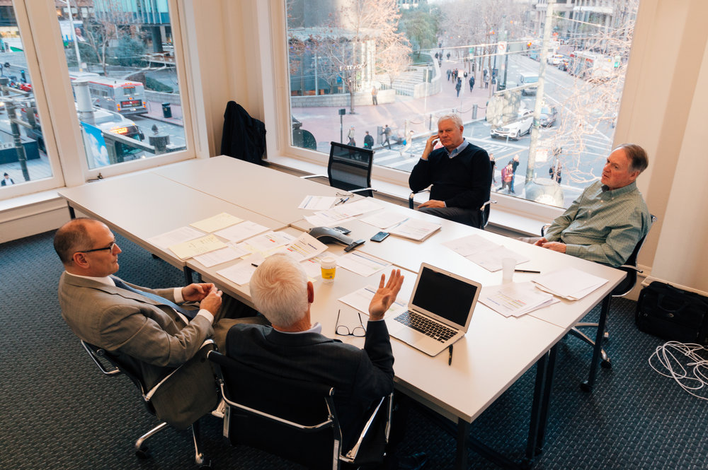 The Pankow Foundation Board Members sitting around a conference table discussing issues.
